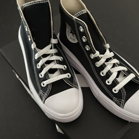 NEW CONVERSE Chuck Taylor All Star HIGH TOP Move Platform BLACK SNEAKERS Sz 8 - Picture 11 of 11